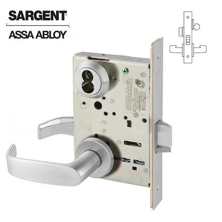 Sargent 8200 Series Mortise Lock Mechanical Office or EntryLock provided with LFIC (removable core) LN Trim SRG-63-8205-LNL-26D